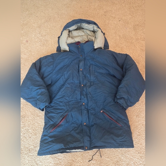 L.L.Bean Vintage Down Jacket Men L Blue Nylon Goose Down - Picture 1 of 7